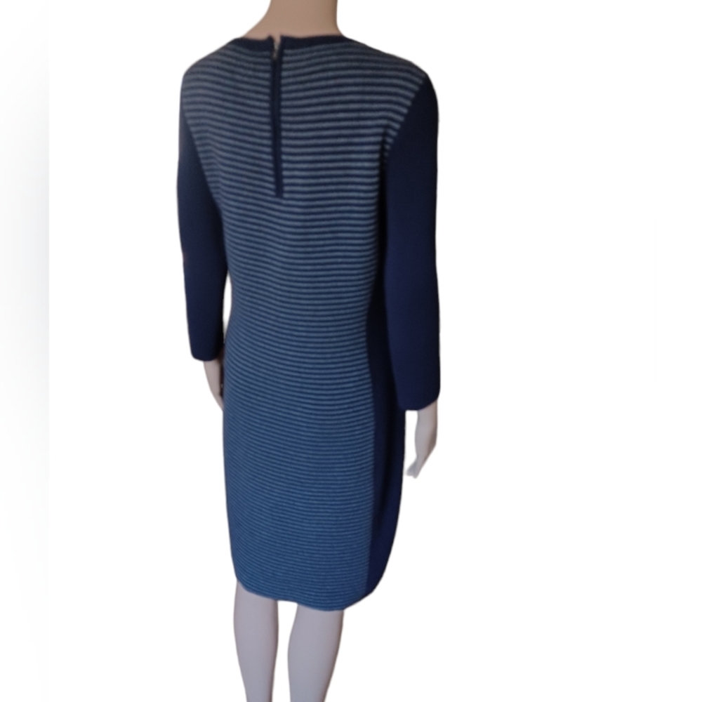 J McLaughlin Womens Striped Long Sleeved Sheath Dress Tea Midi Length Medium - Picture 4 of 8